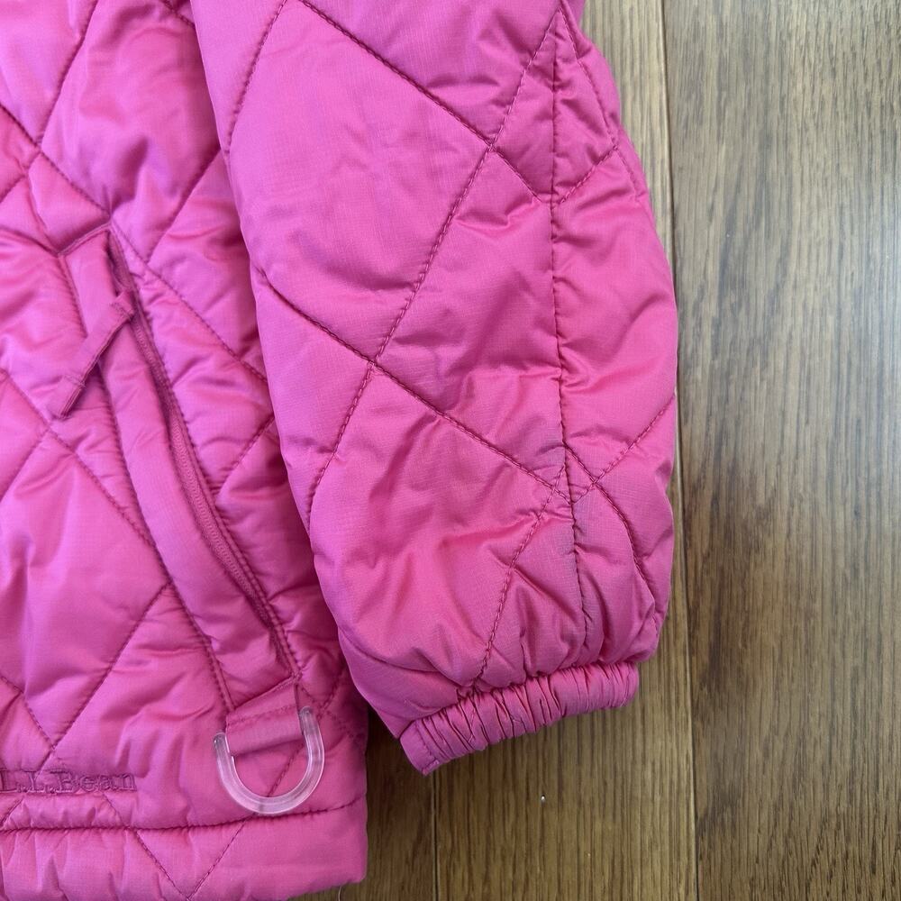 L.L. Bean Jacket Girls 10/12 Pink Lined Thinsulate Snow Hooded Zip Ski‎ Pocket - Picture 10 of 10